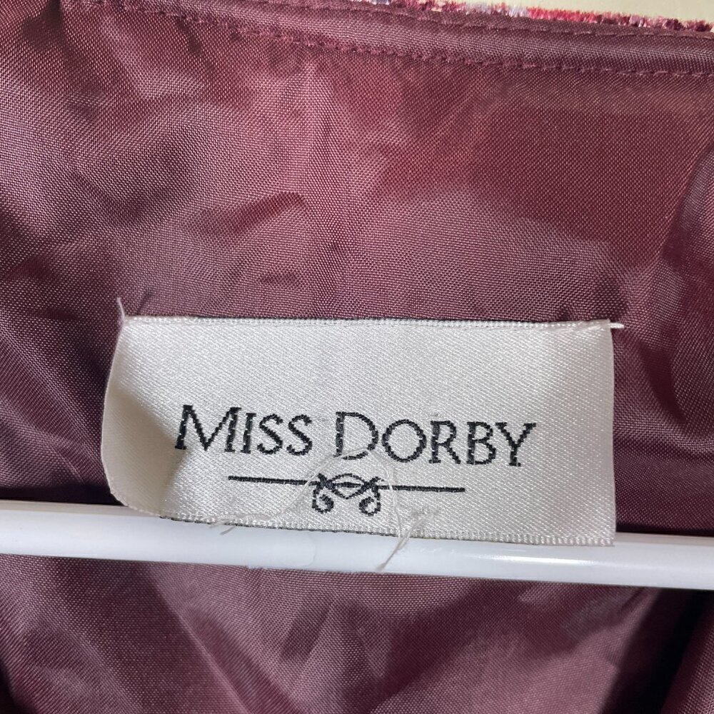 Miss Dorby Women's LS Maroon Floral Velvet Maxi Dress Shoulder Pads Vintage. - Picture 3 of 5